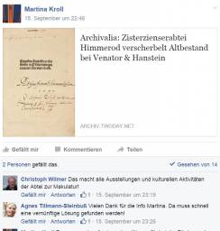 Bildschirmbild der  Facebook-Gruppe Himmerod/Eifeliin der vor der Versteigerung informiert und diskutiert wurde.